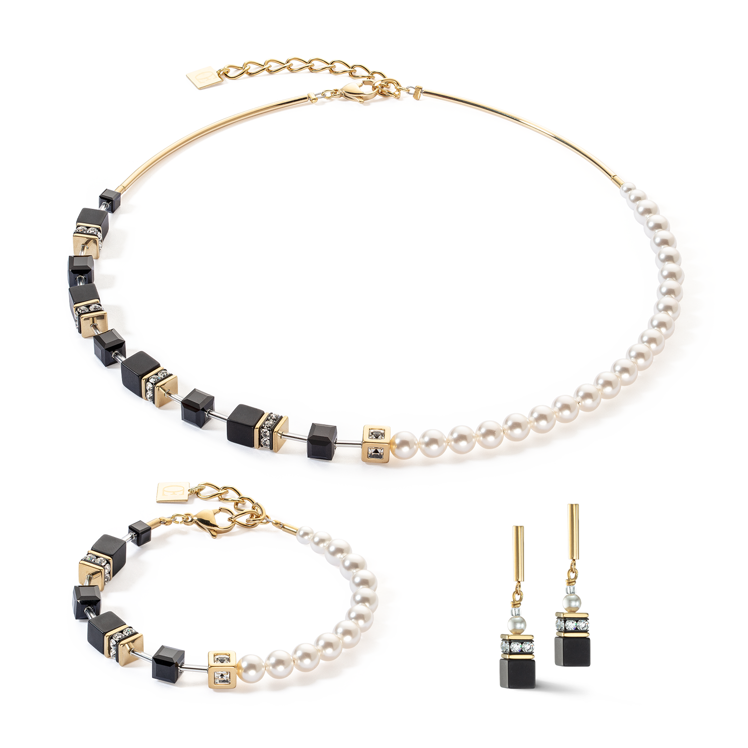 GeoCUBE® Precious Fusion Pearls Ohrringe – LION COEUR schwarz-gold DE