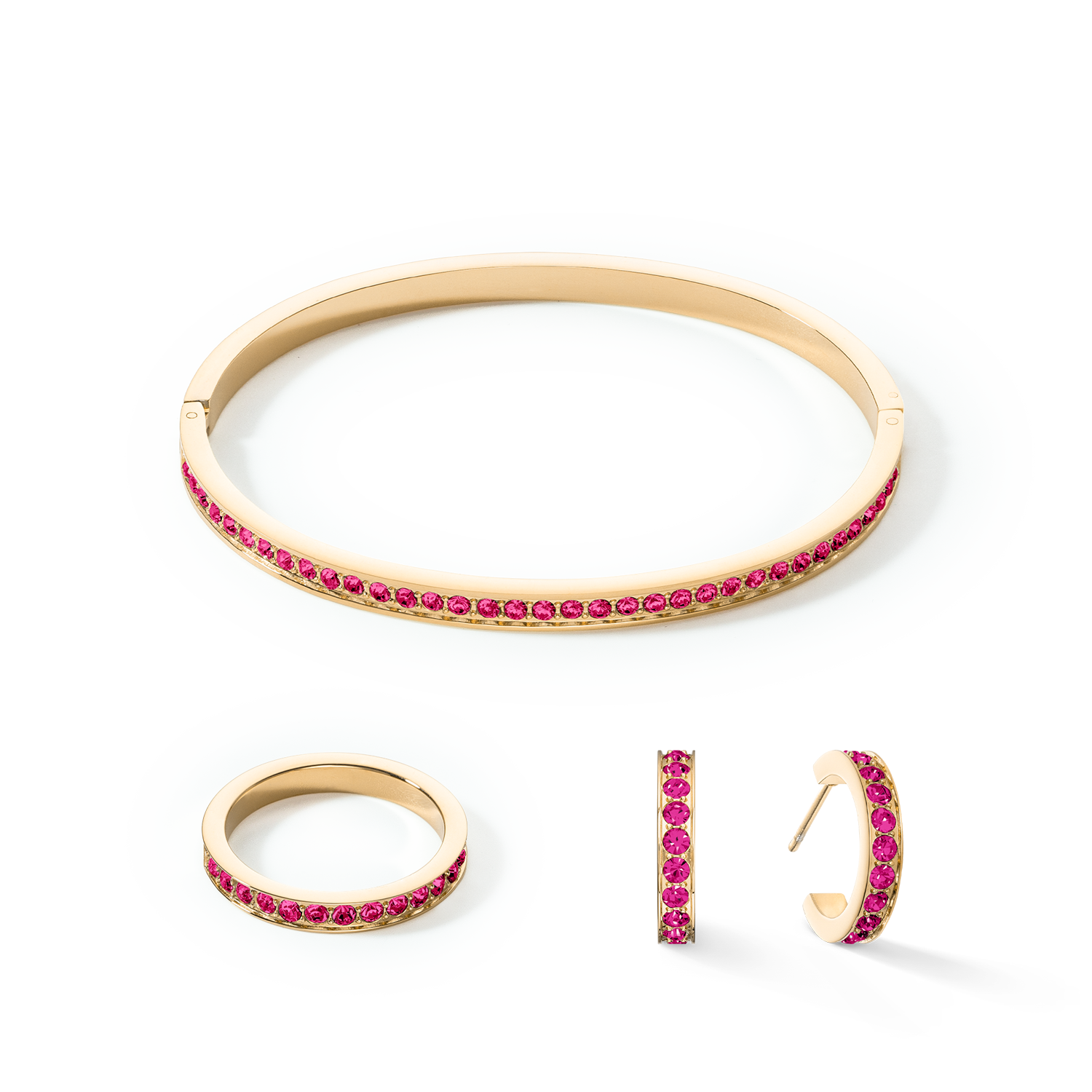 Ring Edelstahl & Kristalle Gold Pink