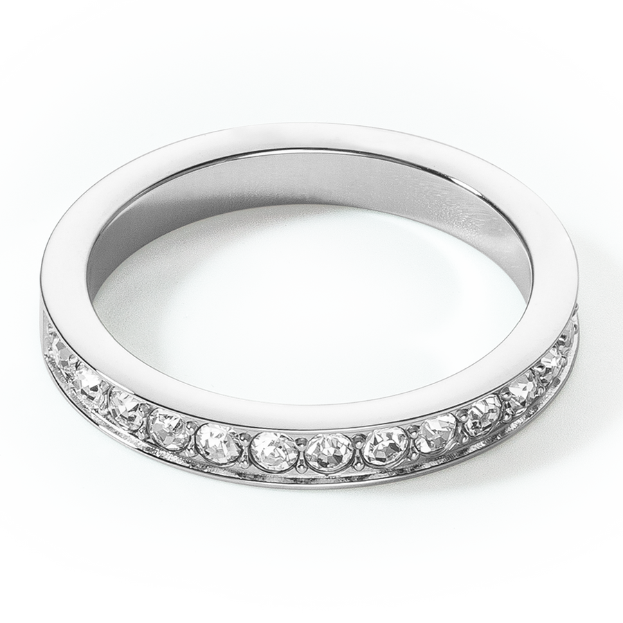 Ring Edelstahl & Kristalle slim silber kristall