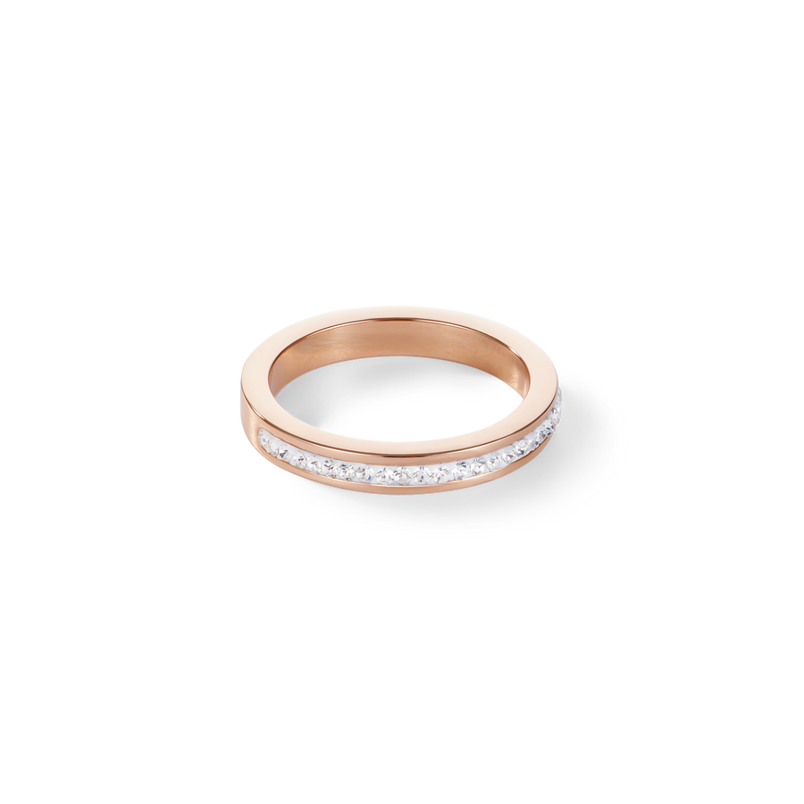 Ring schmal Edelstahl rosegold & Kristalle Pavé kristall