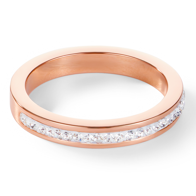 Ring schmal Edelstahl rosegold & Kristalle Pavé kristall