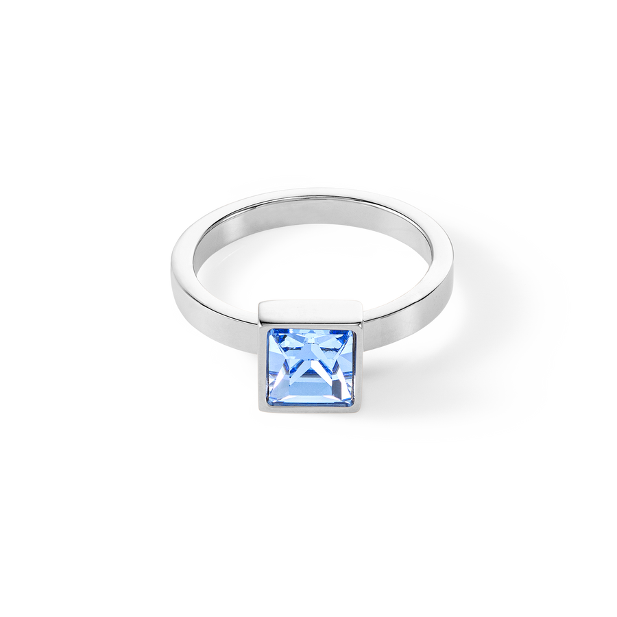 Brilliant Square big Ring silber hellblau