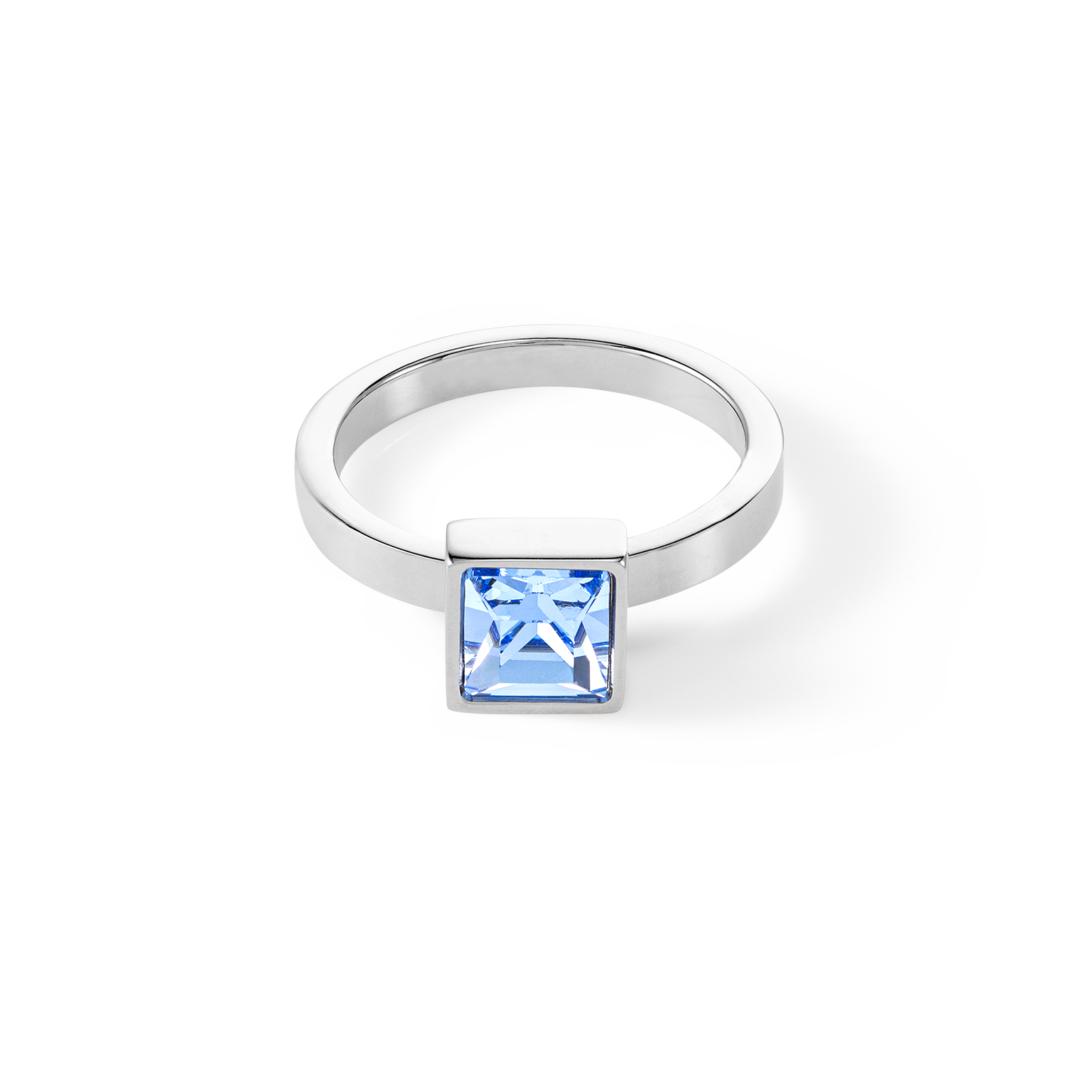 Brilliant Square big Ring silber hellblau