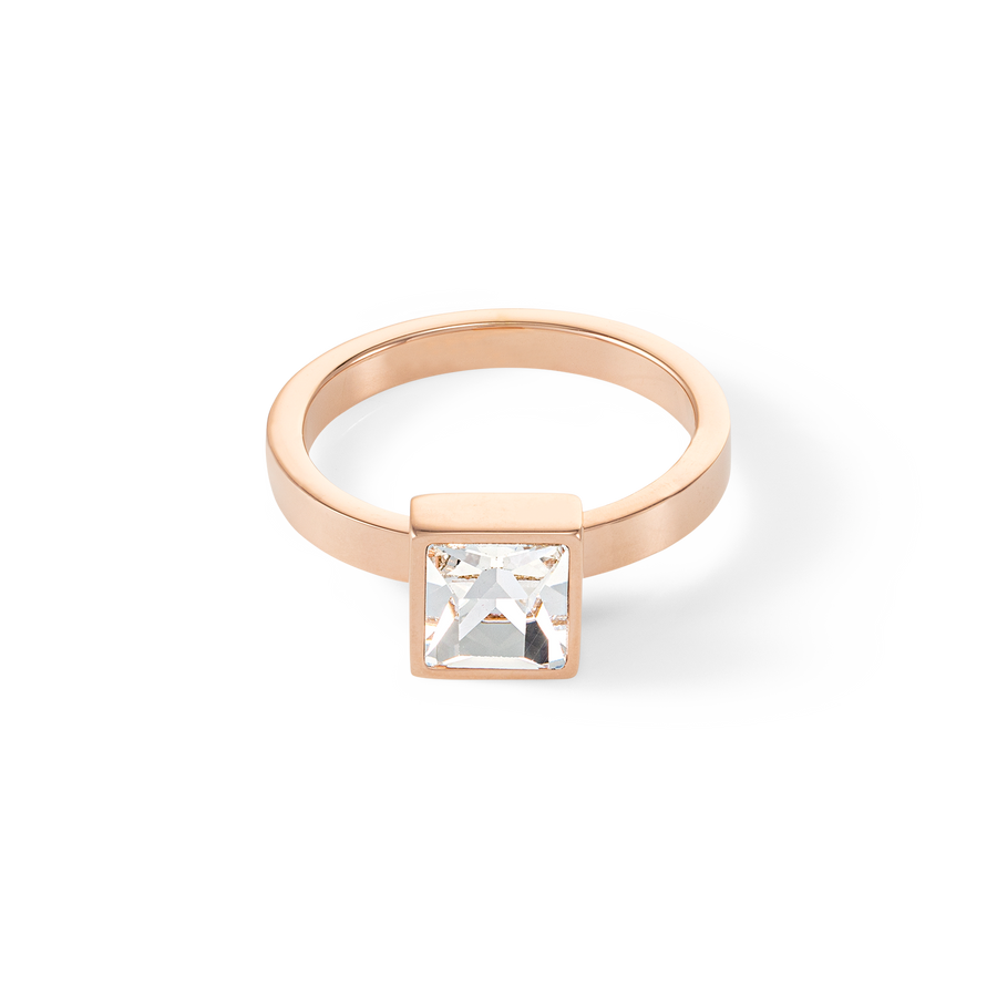 Brilliant Square big Ring roségold kristall