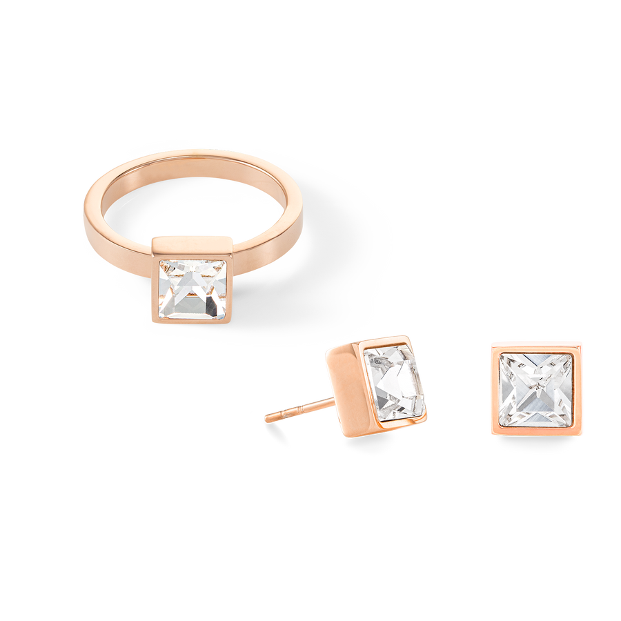 Brilliant Square big Ring roségold kristall