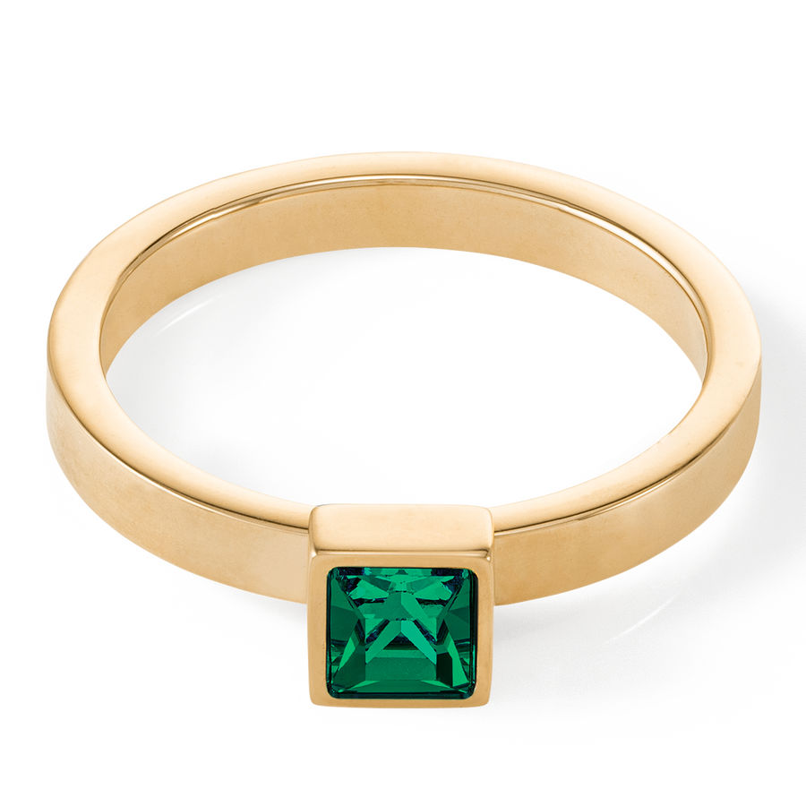 Brilliant Square small Ring gold dunkelgrün