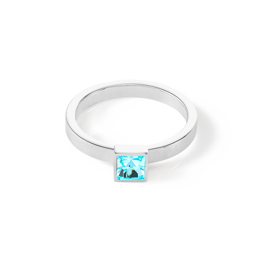 Brilliant Square small Ring silber aqua