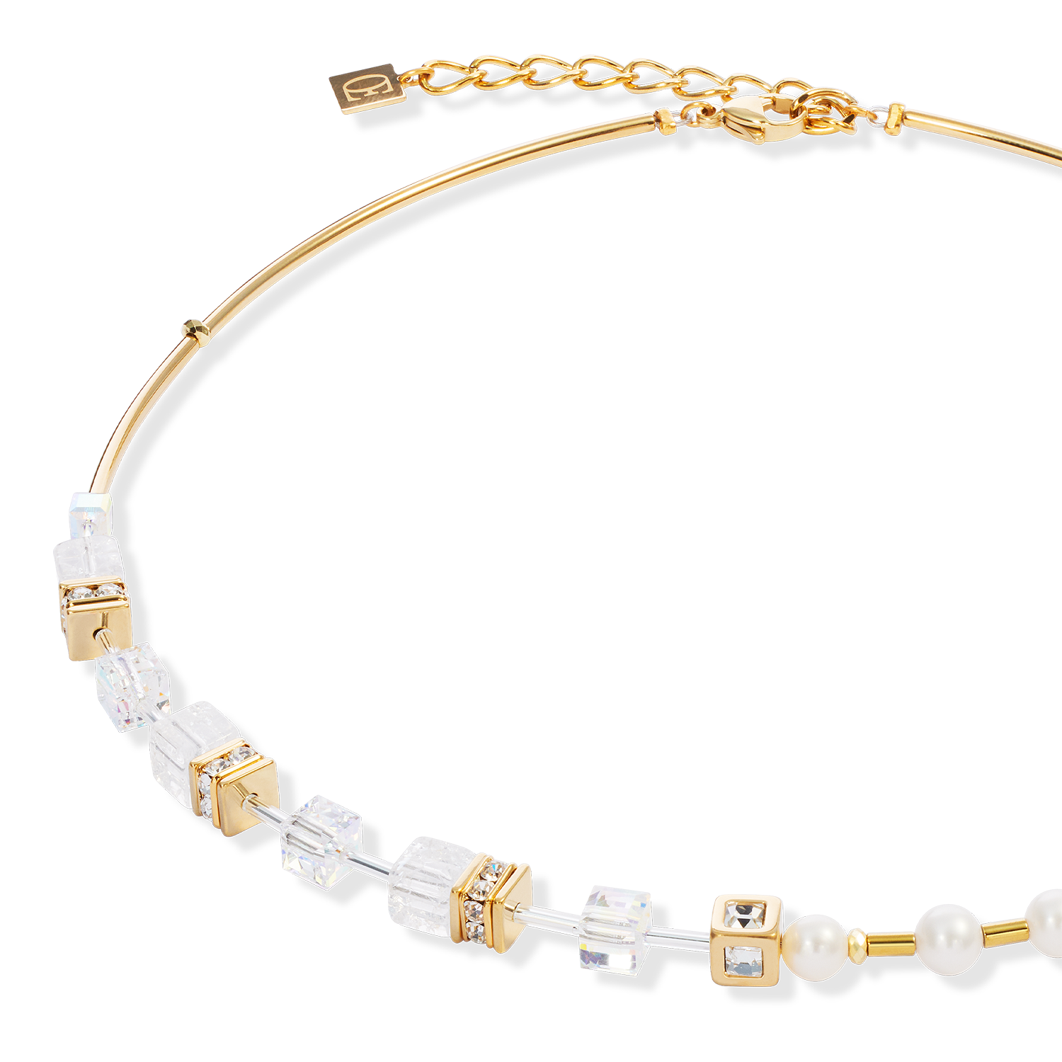 Halskette GeoCUBE® Fusion Precious Pearl Mix gold-weiß