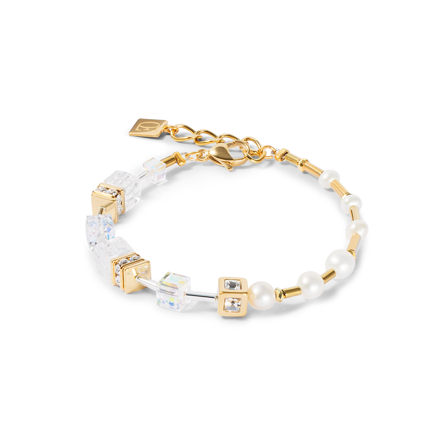 Armband GeoCUBE® Fusion Precious Pearl Mix gold-weiß