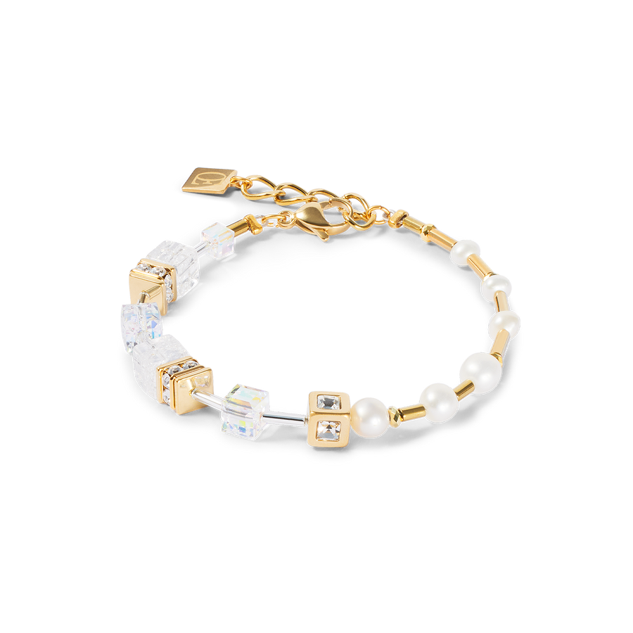 Armband GeoCUBE® Fusion Precious Pearl Mix gold-weiß