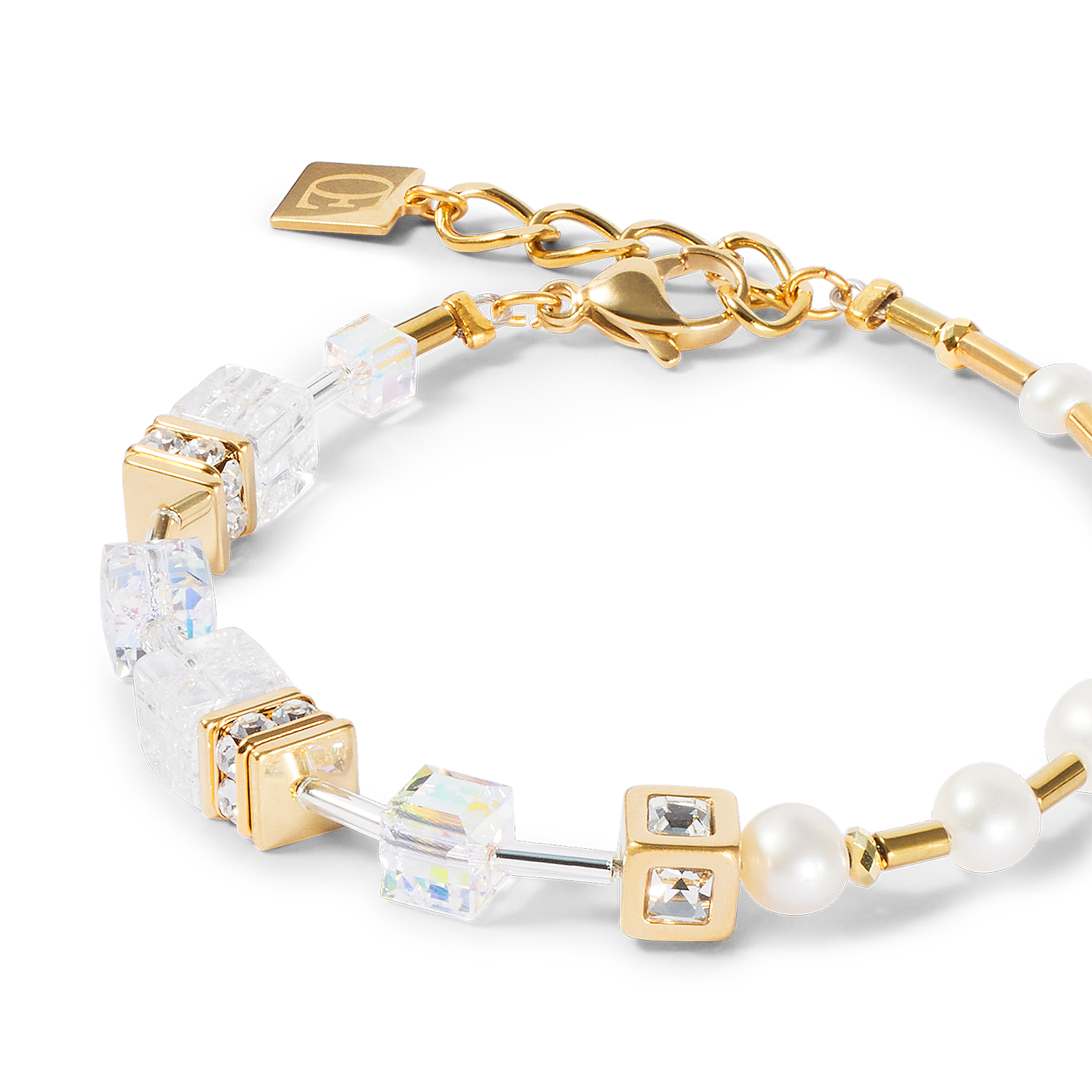 Armband GeoCUBE® Fusion Precious Pearl Mix gold-weiß