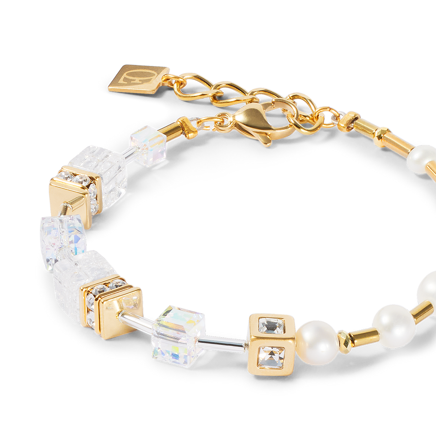 Armband GeoCUBE® Fusion Precious Pearl Mix gold-weiß