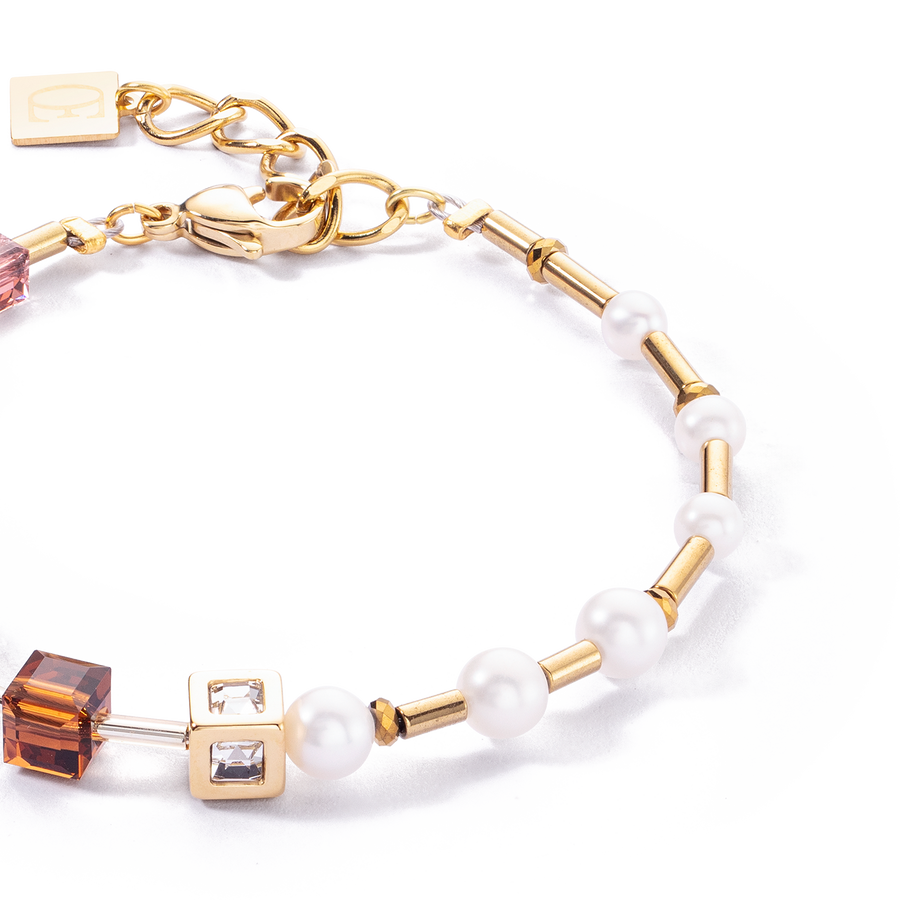 Armband GeoCUBE® Fusion Precious Pearl Mix gold-autumn