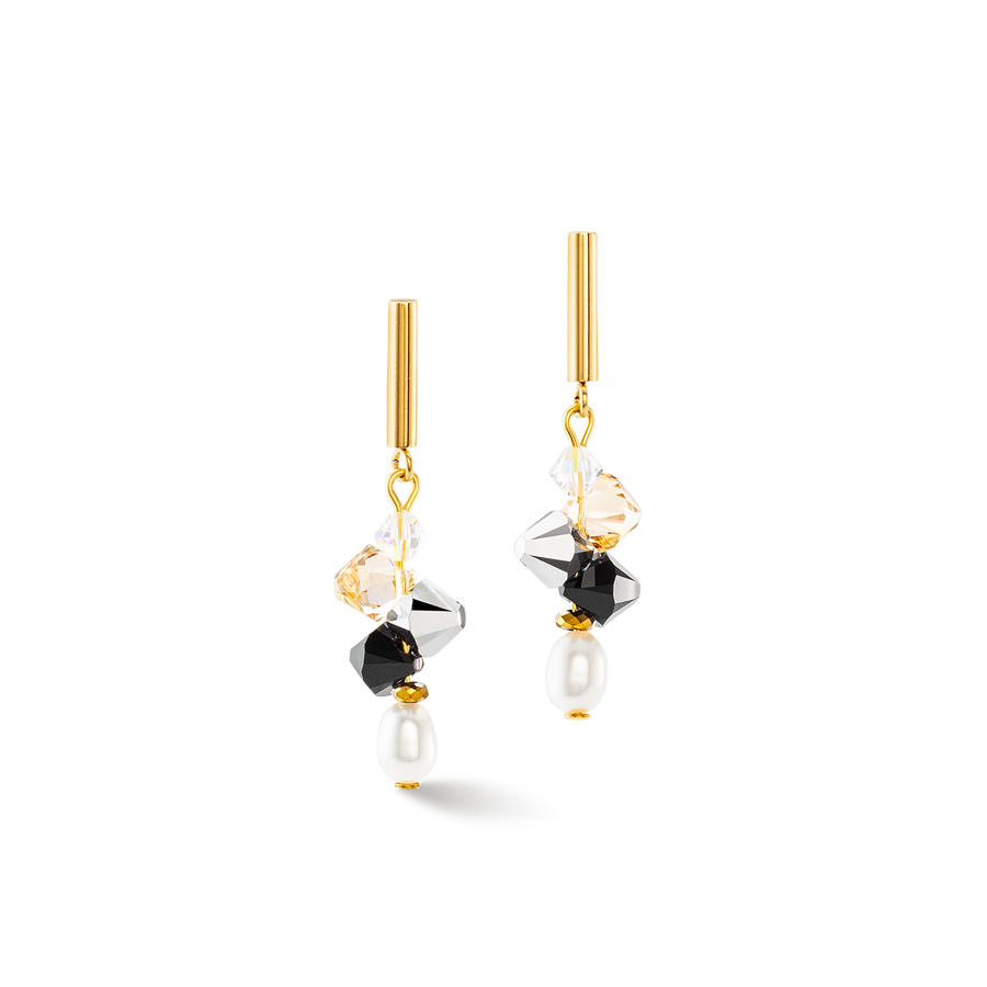 Ohrringe Dancing Crystals & Pearls silber-schwarz