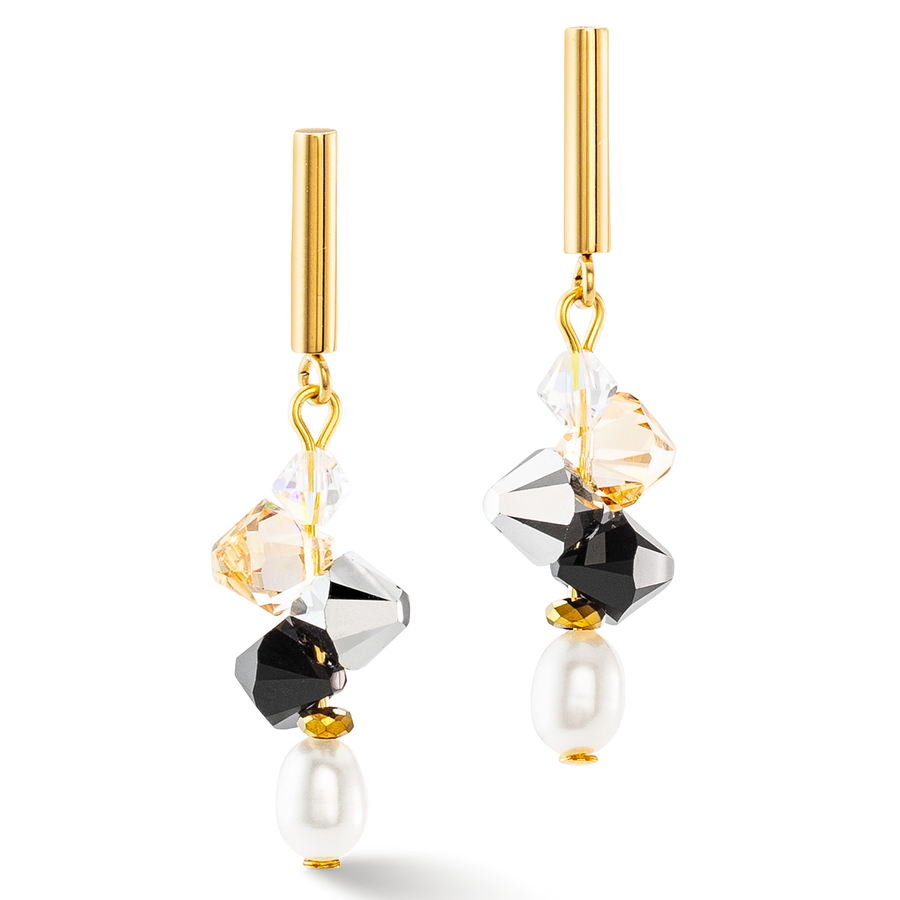 Ohrringe Dancing Crystals & Pearls silber-schwarz