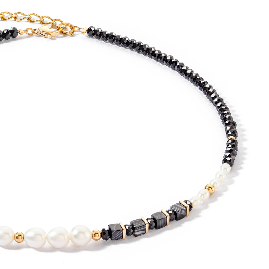 Pearls & Onyx Halskette gold