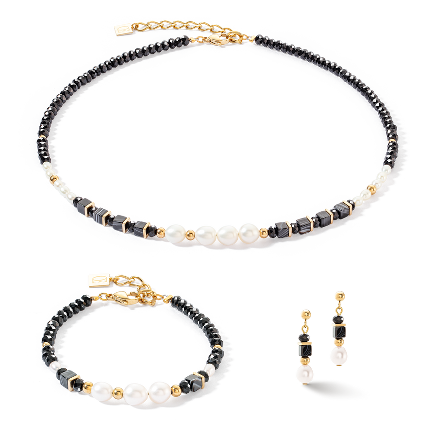 Pearls & Onyx Halskette gold