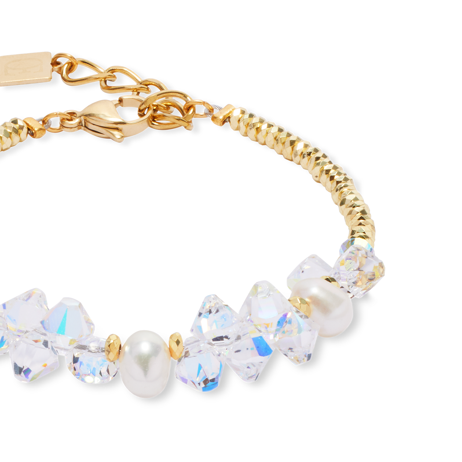 Armband Dancing Crystals & Pearls gold