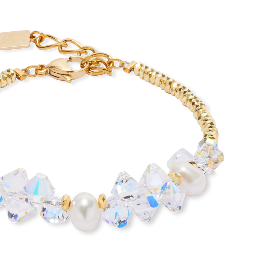 Armband Dancing Crystals & Pearls gold