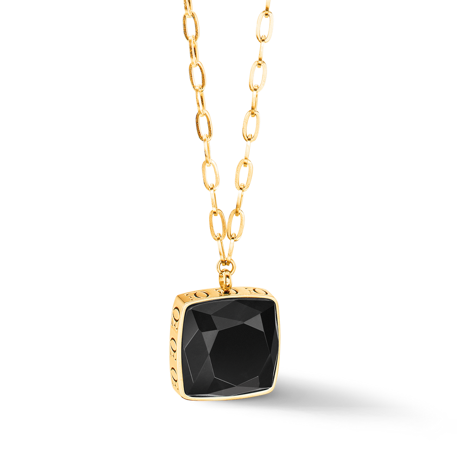 Halskette OE Amulett Square Onyx gold-schwarz