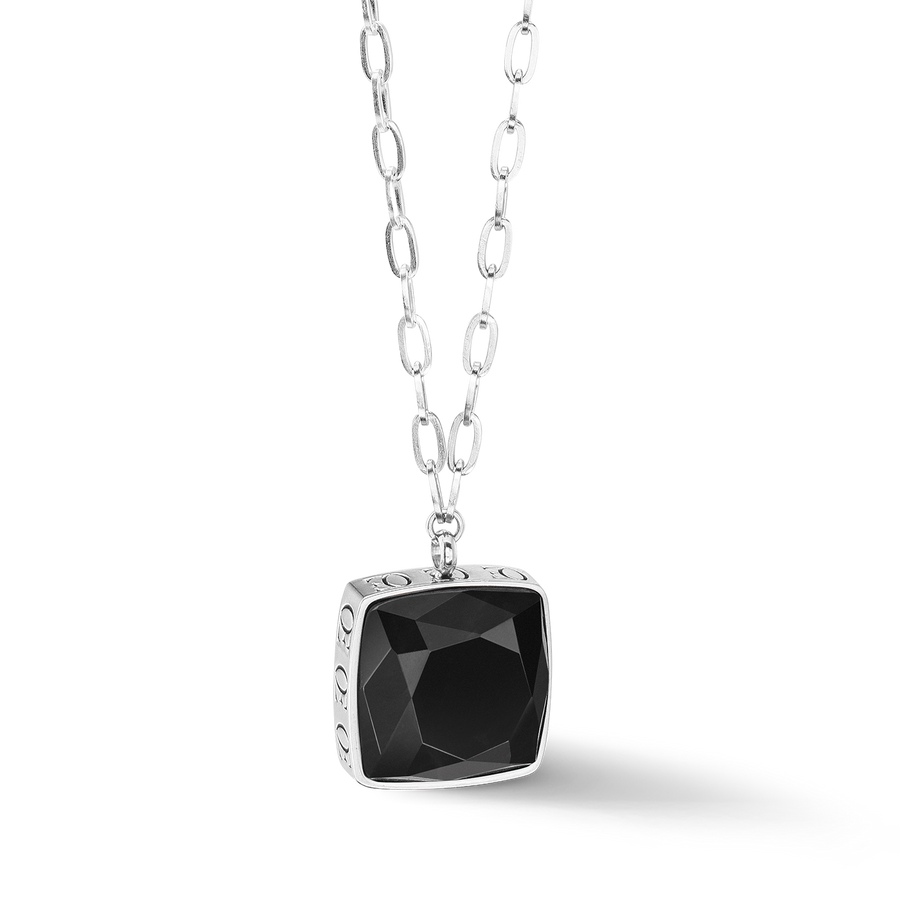 Halskette OE Amulett Square Onyx silber-schwarz