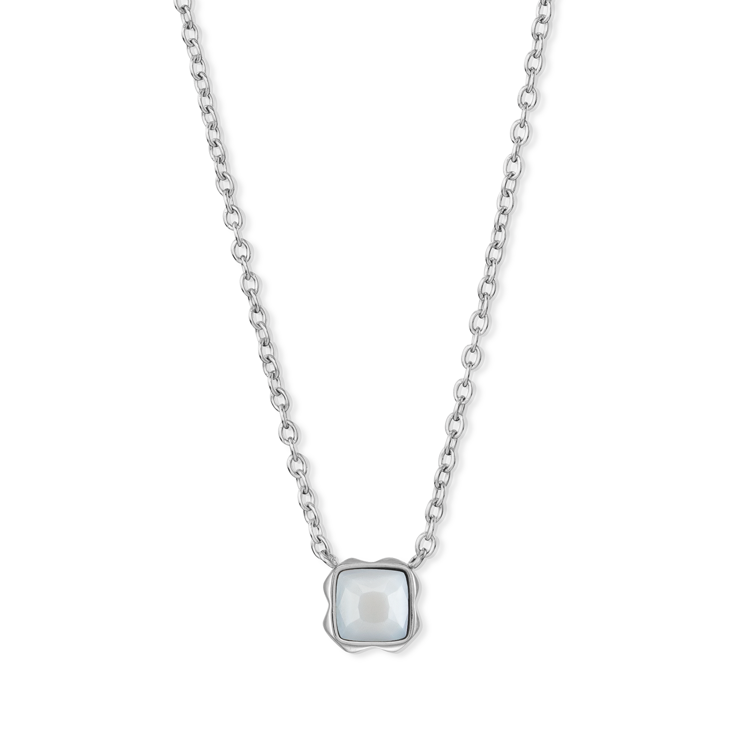 Birthstone April Halskette Weißer Quarz Silber