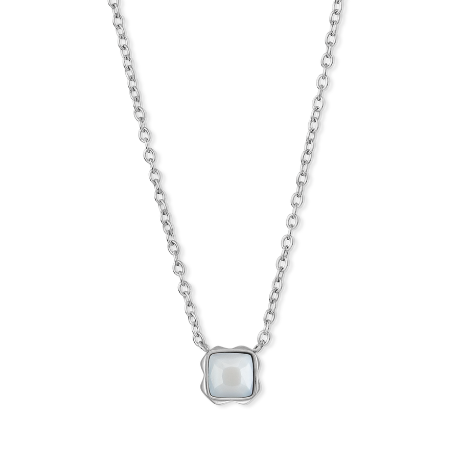 Birthstone April Halskette Weißer Quarz Silber