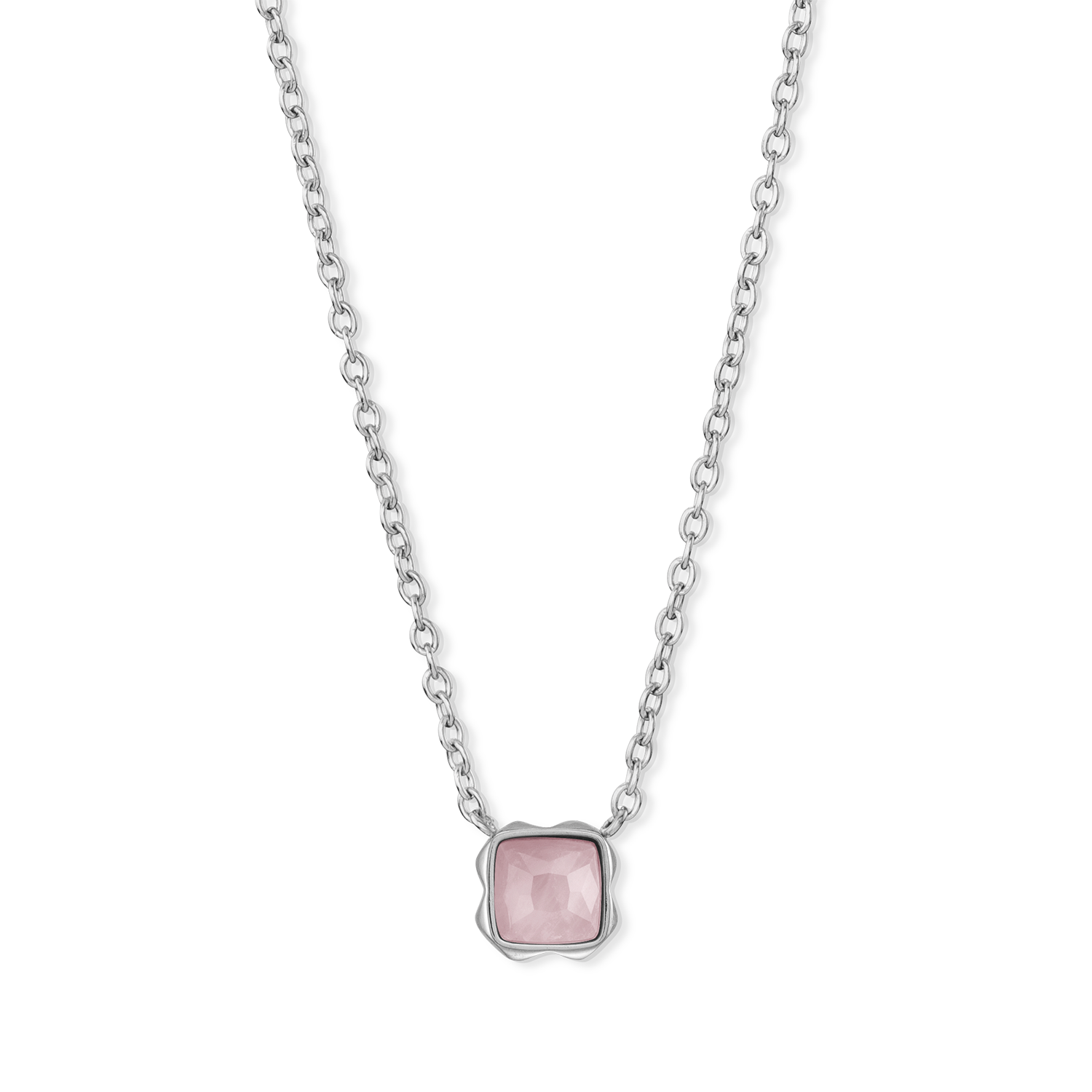 Birthstone Oktober Halskette Rosenquarz Silber