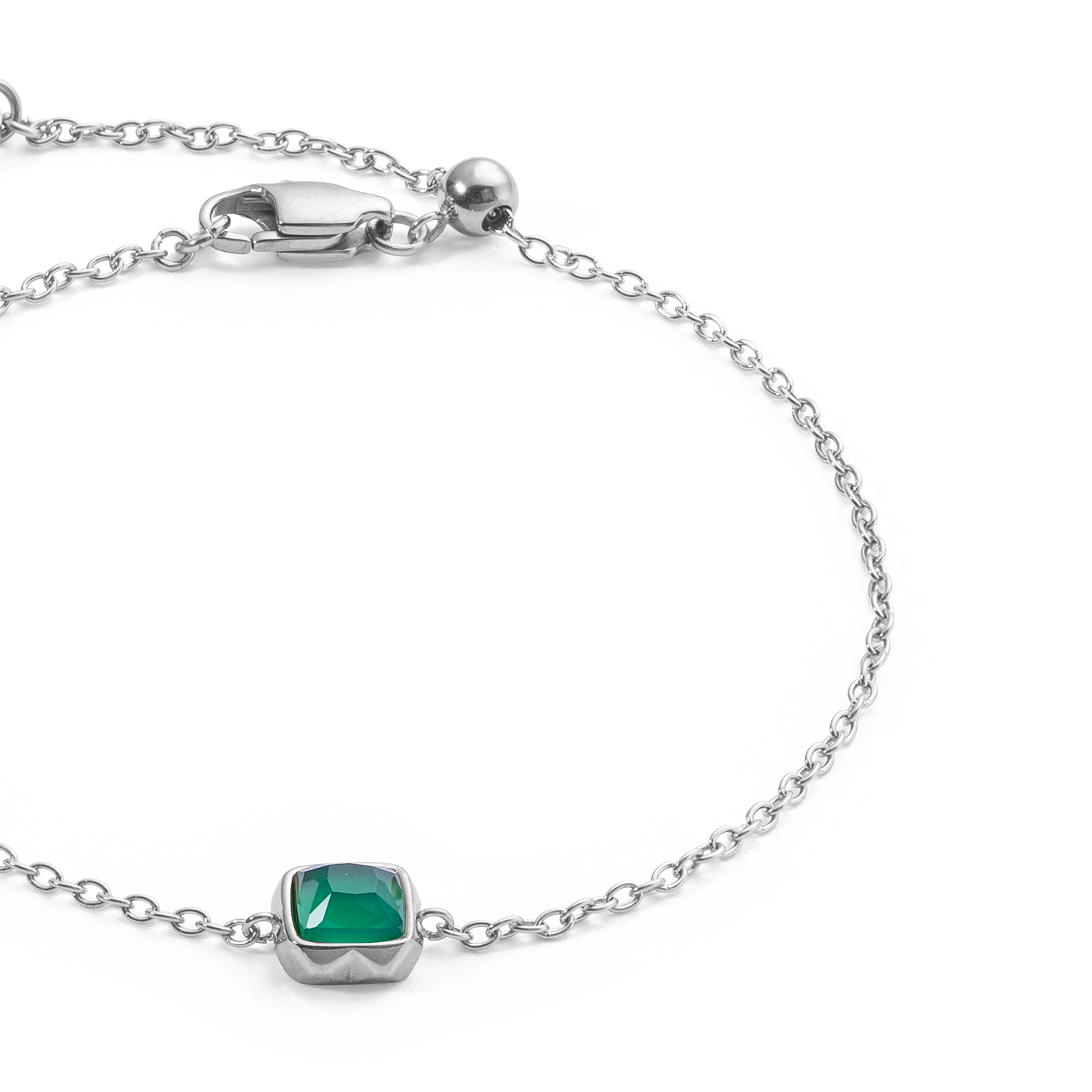 Birthstone Mai Armband Grüner Achat Silber