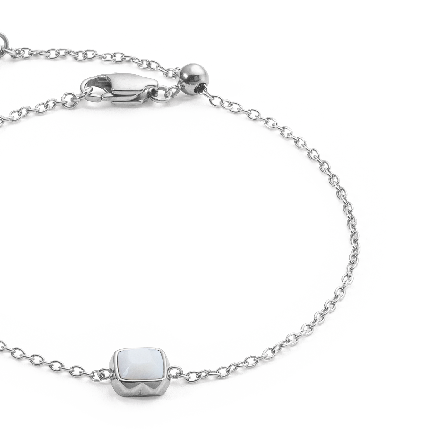 Birthstone April Armband Weißer Quarz Silber