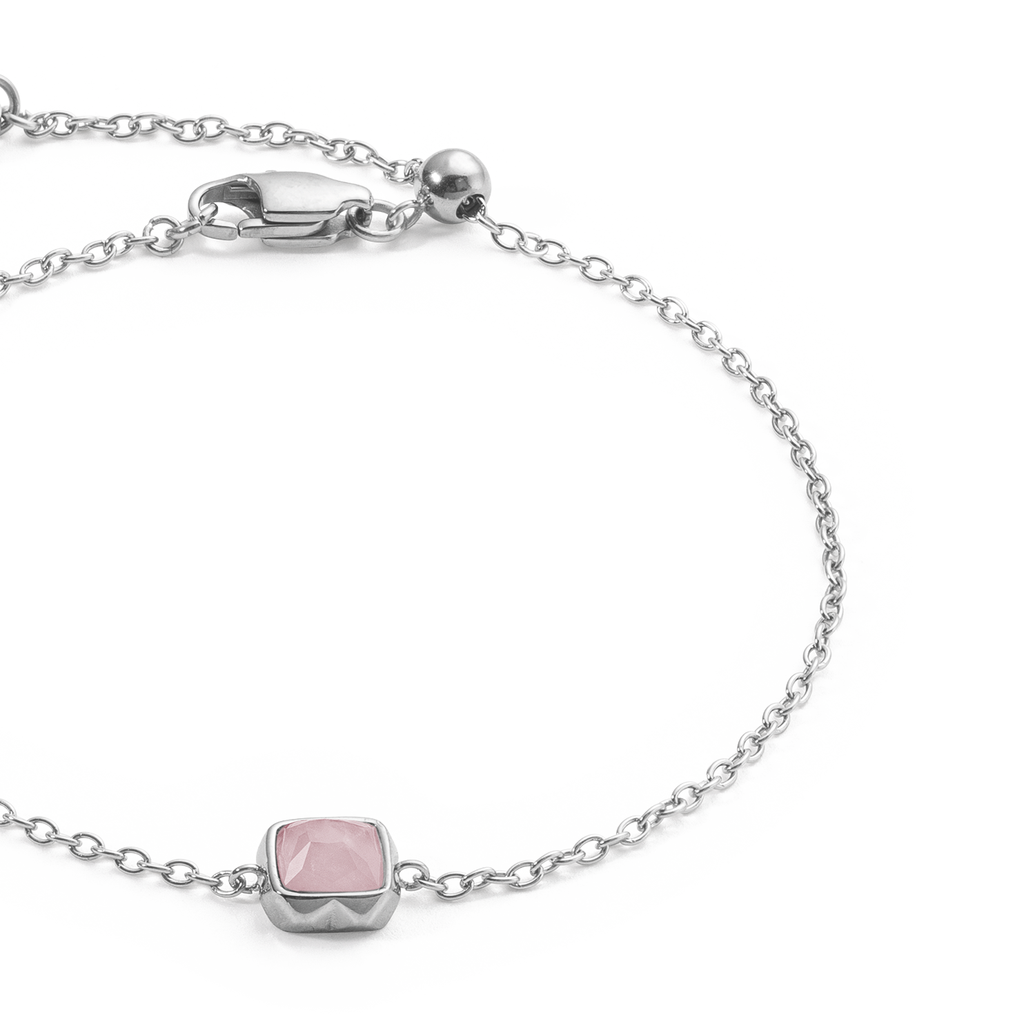 Birthstone Oktober Armband Rosenquarz Silber