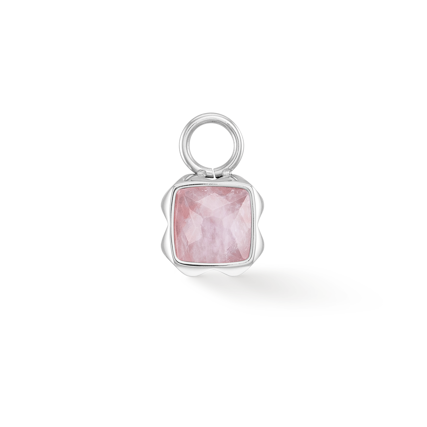 Birthstone Oktober Charm Rosenquarz Silber