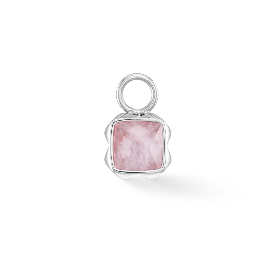 Birthstone Oktober Charm Rosenquarz Silber