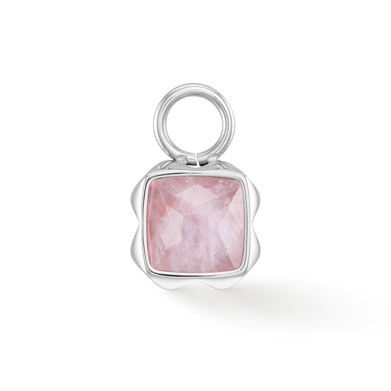 Birthstone Oktober Charm Rosenquarz Silber