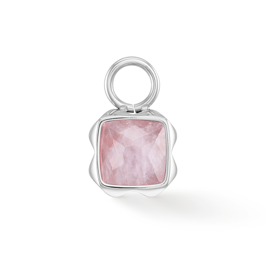 Birthstone Oktober Charm Rosenquarz Silber