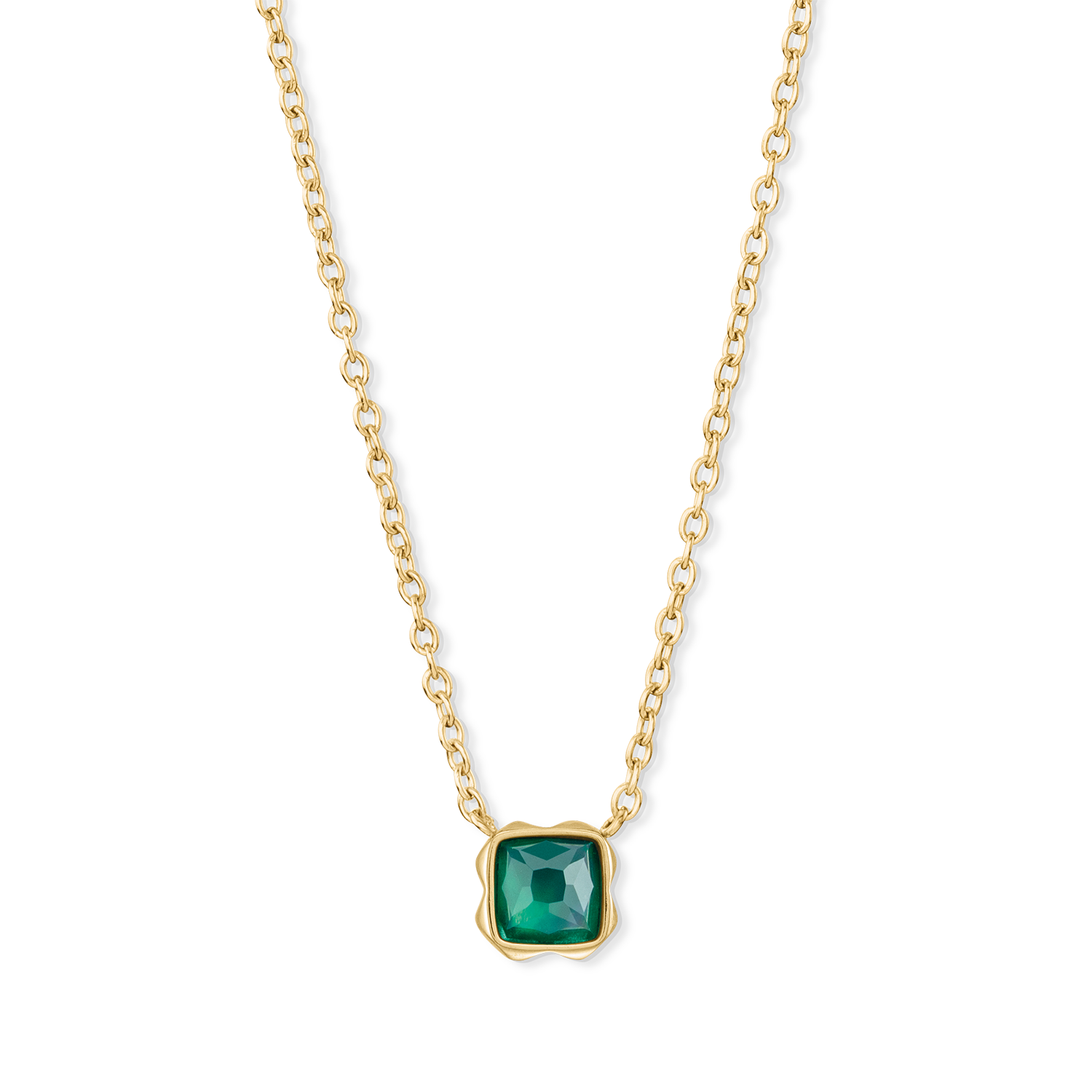 Birthstone Mai Halskette Grüner Achat Gold