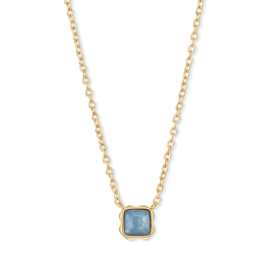 Birthstone März Halskette Blauer Aventurin Gold