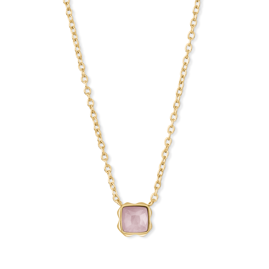 Birthstone Oktober Halskette Rosenquarz Gold