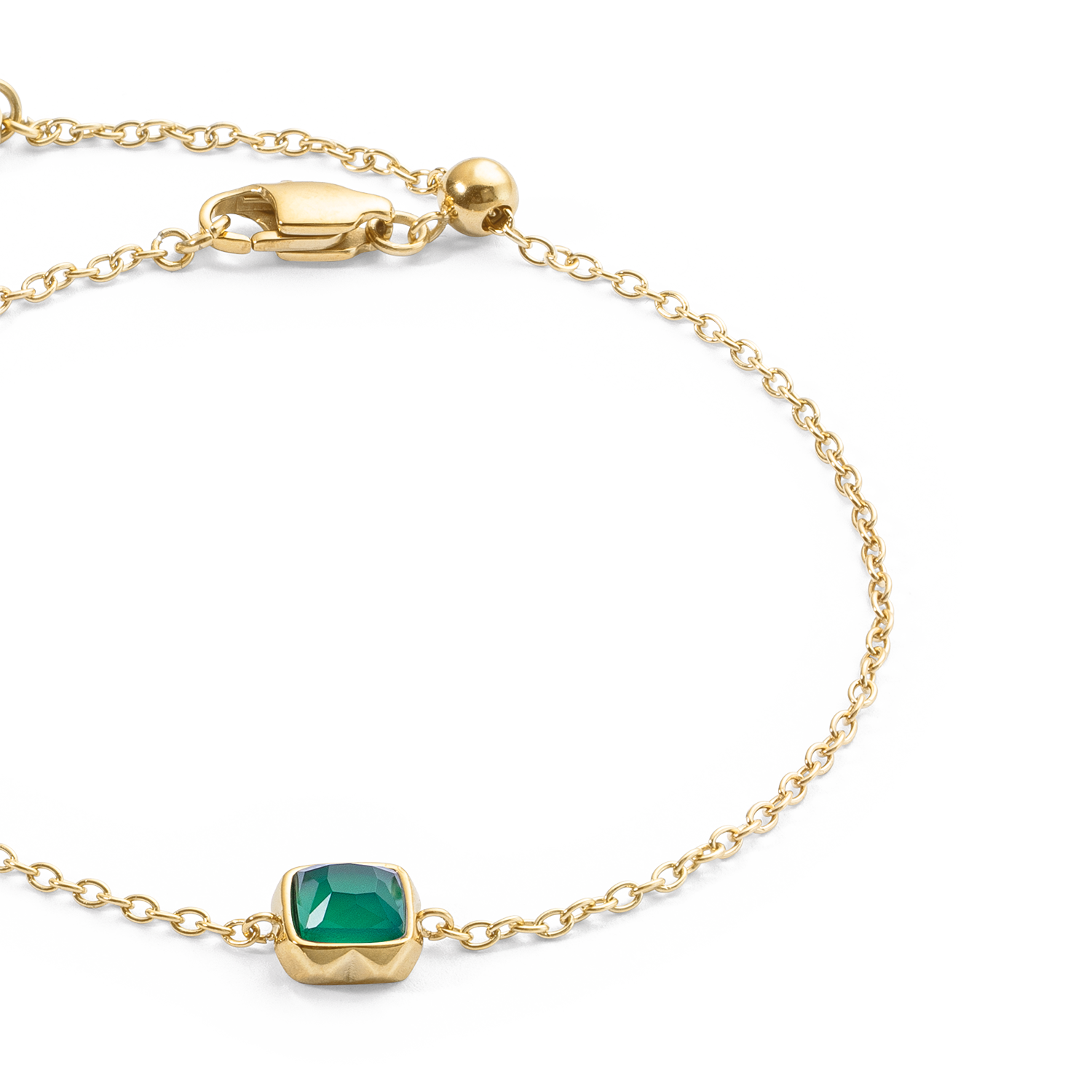 Birthstone Mai Armband Grüner Achat Gold