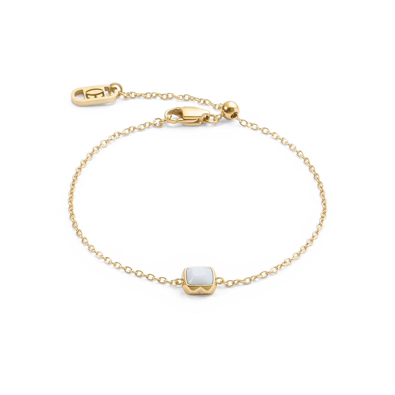 Birthstone April Armband Weißer Quarz Gold