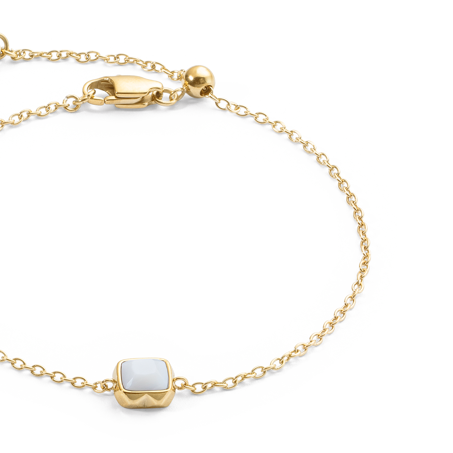 Birthstone April Armband Weißer Quarz Gold