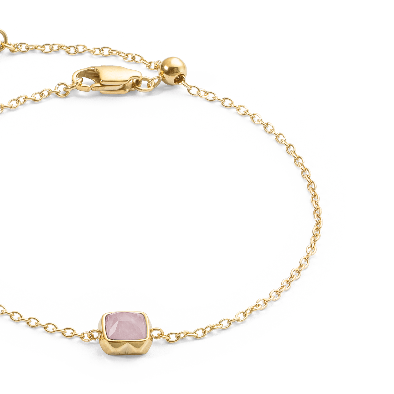 Birthstone Oktober Armband Rosenquarz Gold