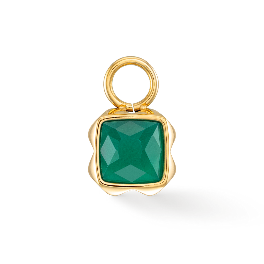 Birthstone Mai Charm Grüner Achat Gold