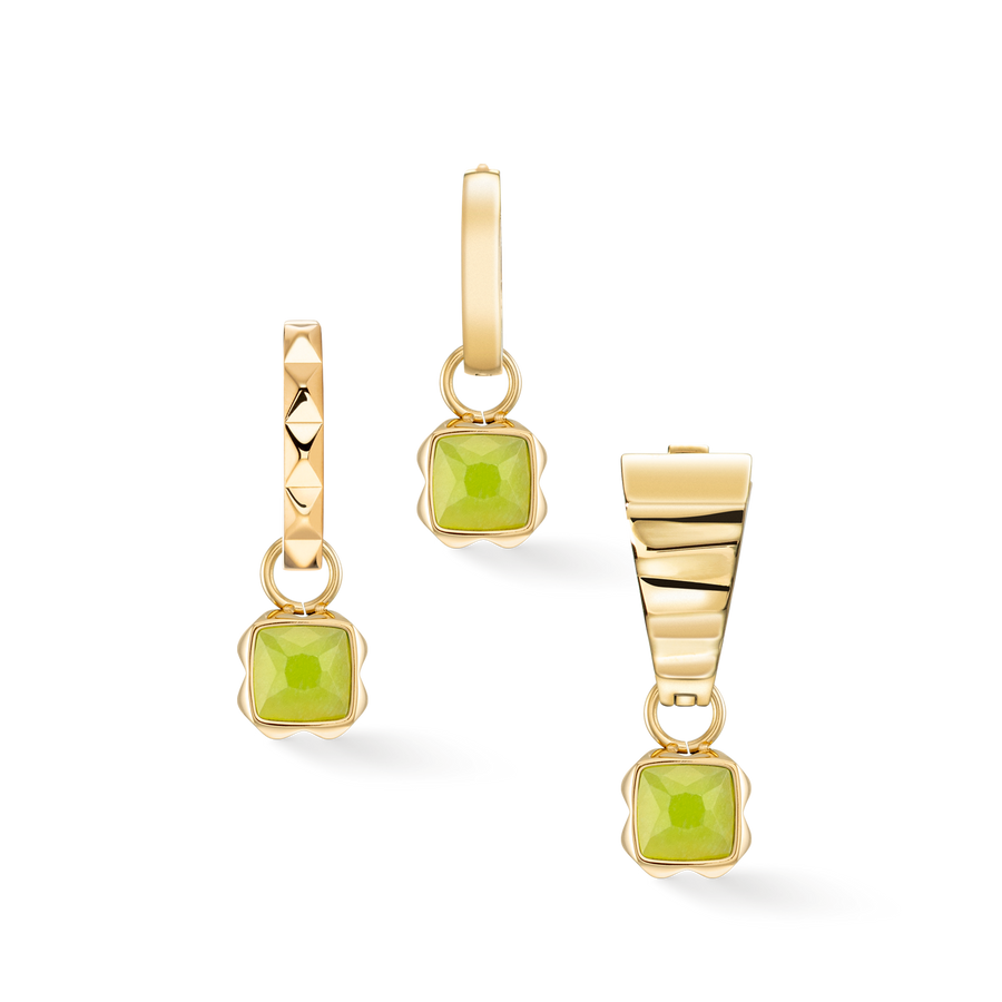 Birthstone August Charm Grüner Jade Gold