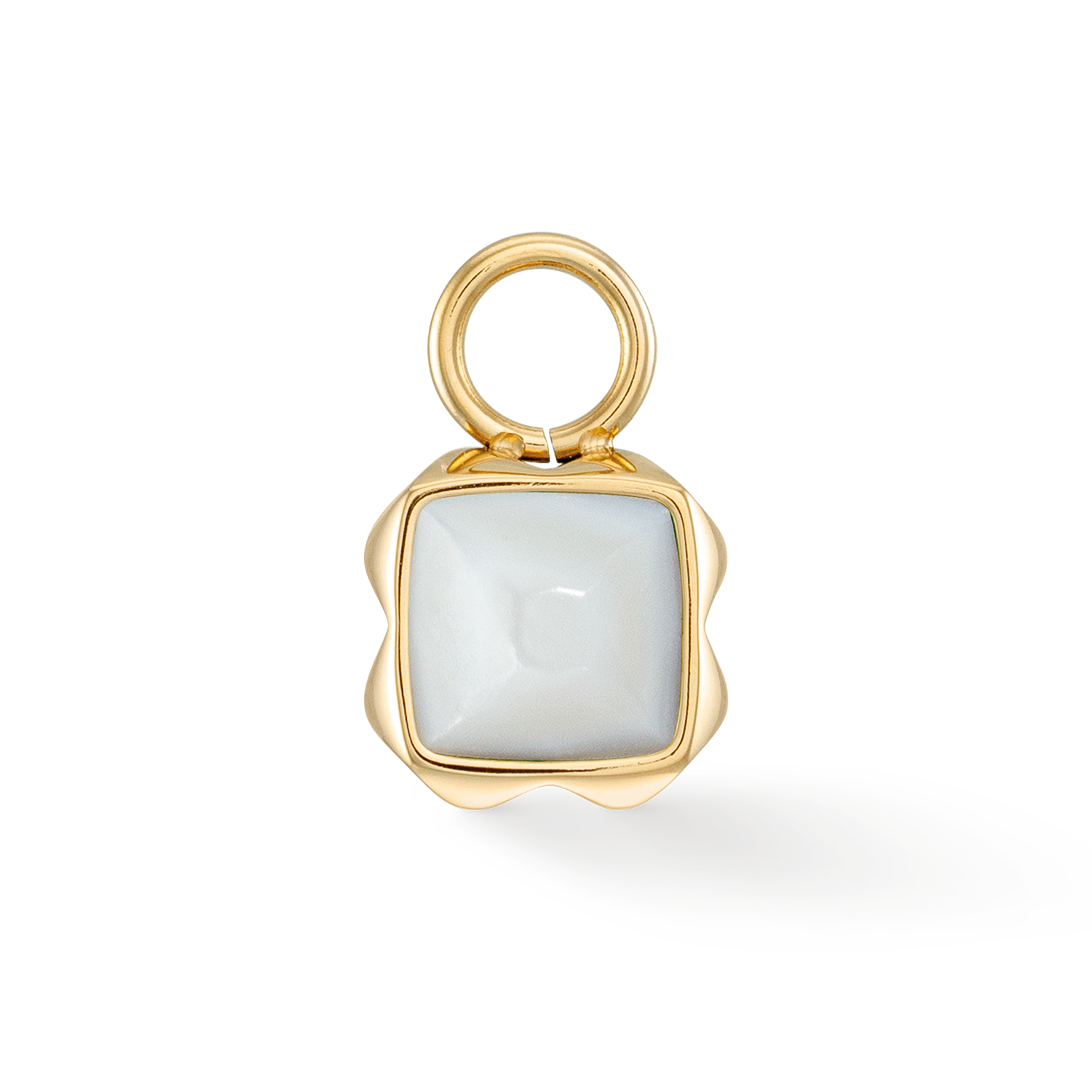 Birthstone April Charm Weißer Quarz Gold