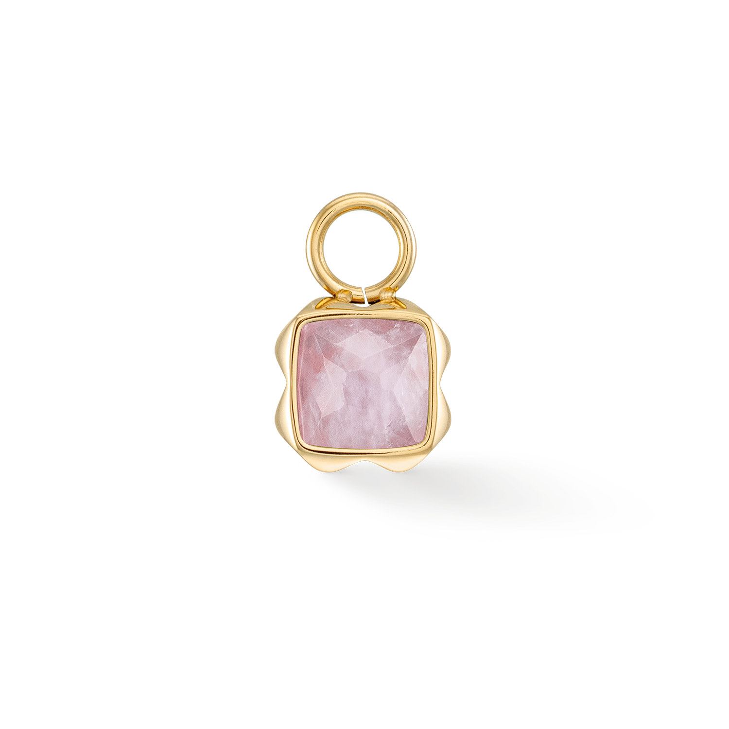 Birthstone Oktober Charm Rosenquarz Gold