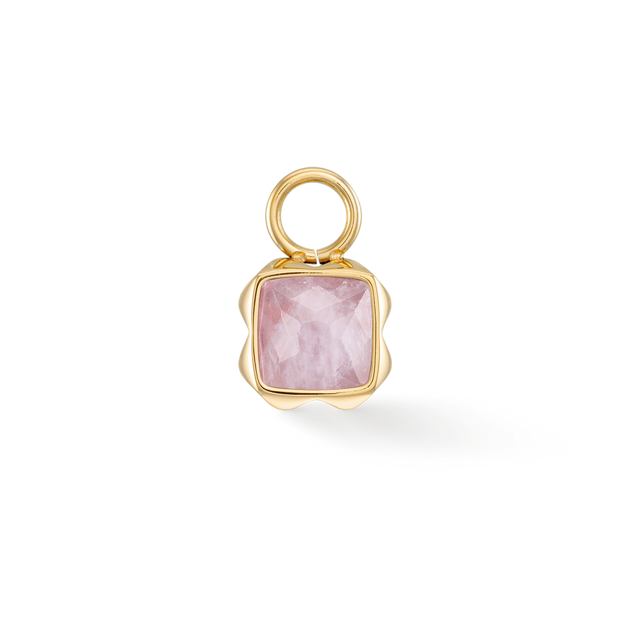 Birthstone Oktober Charm Rosenquarz Gold