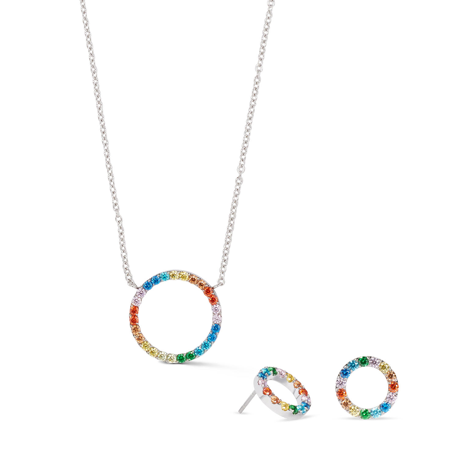 Halskette Sparkling Circle silber-multicolor