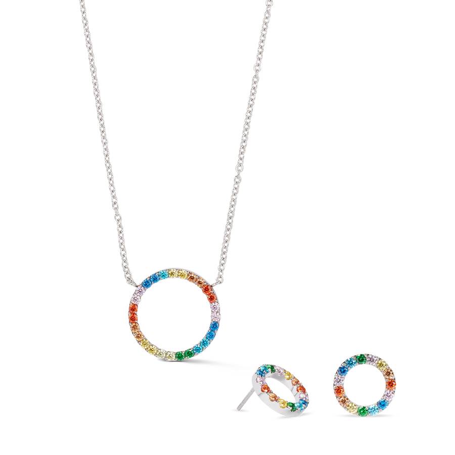 Halskette Sparkling Circle silber-multicolor