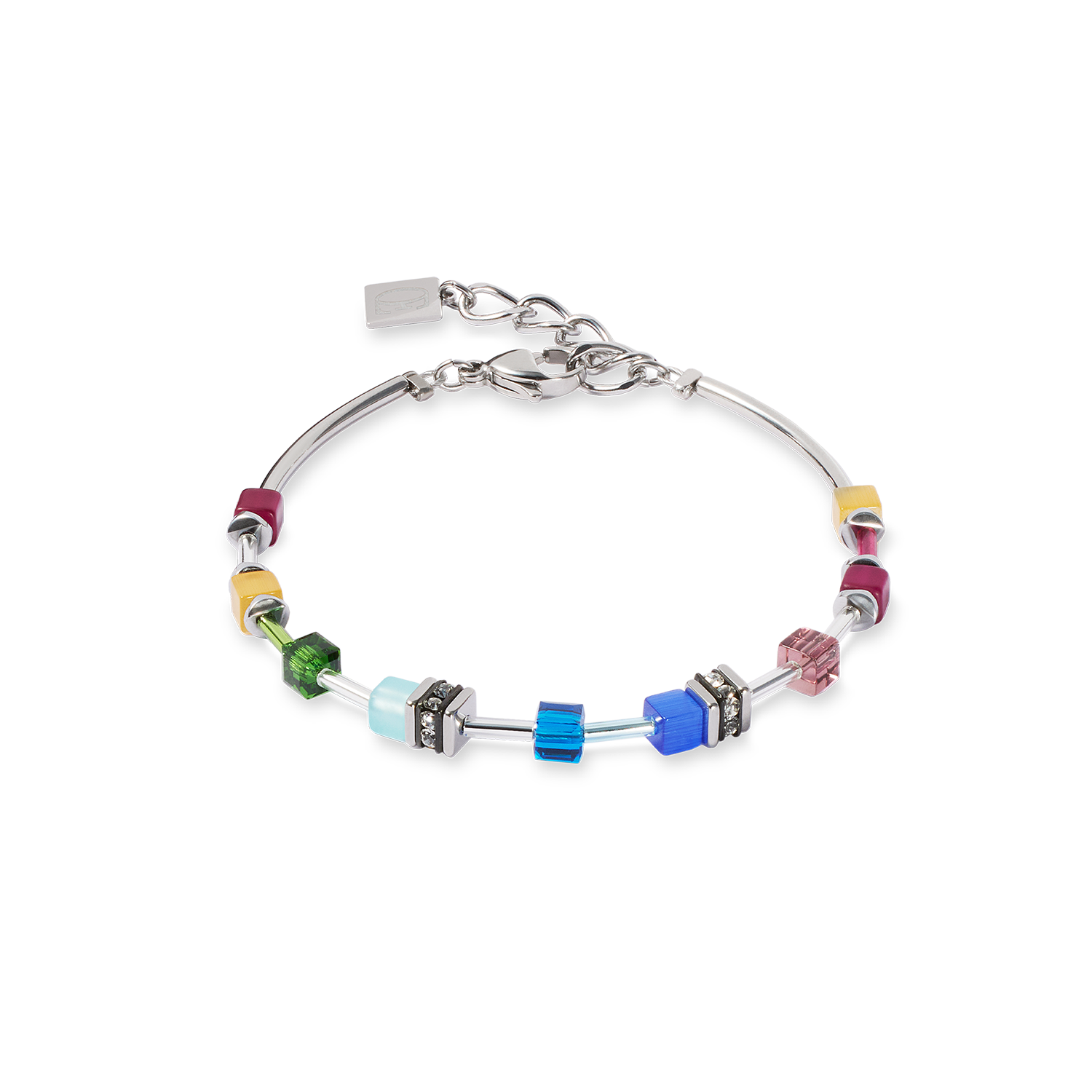 GeoCUBE® Lite Mini Armband Rainbow silber